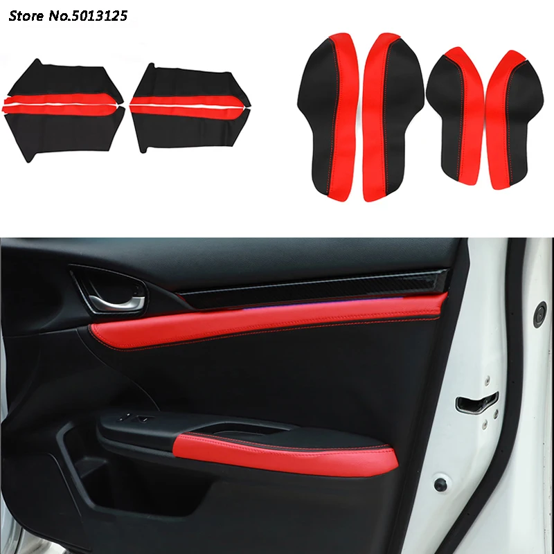 For Honda Civic 2016-2020 10th Leather Door Armrest Surface Shell Trim Cover