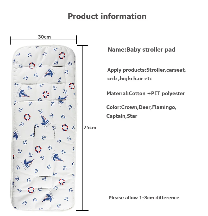 Stroller Seat Cushion Baby Car Seat Pad Pram Mattress Kids Seat Insert Summer Liner