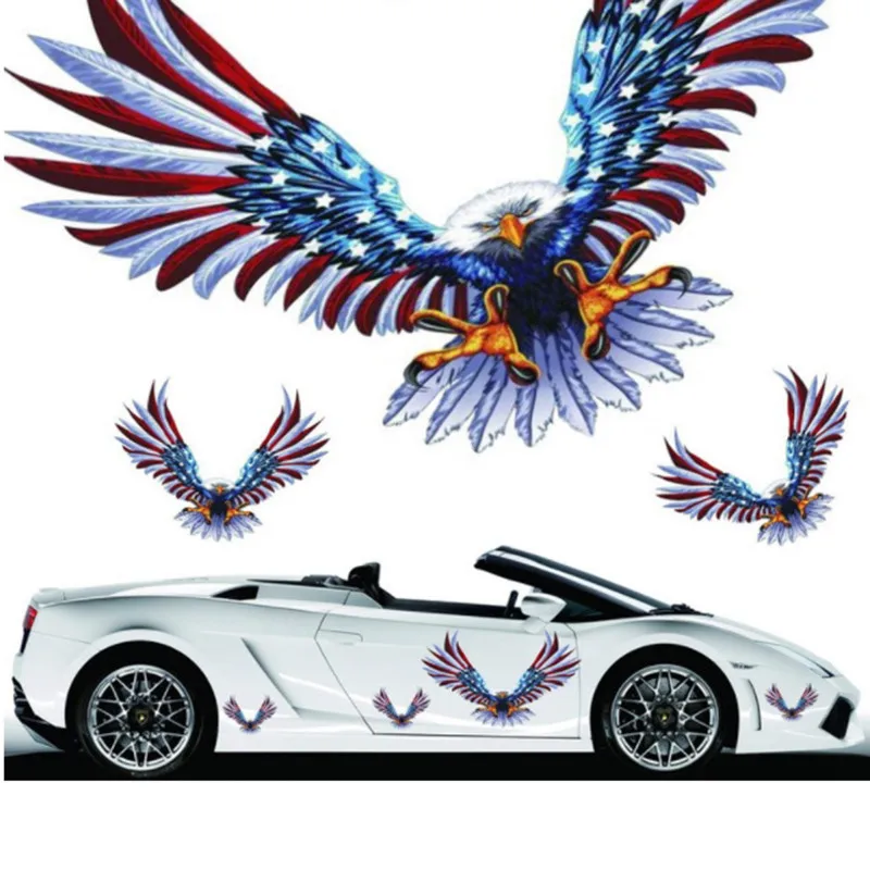 

Car Body Window Stickers American Flag Eagle For Decoration Cover Sractches Reflective Decals Waterproof Stickers Kits