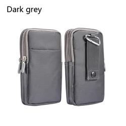 Universal Outdoor Mobile Phone Pouch with Dual Zippers & Belt Clip (Dark Grey)