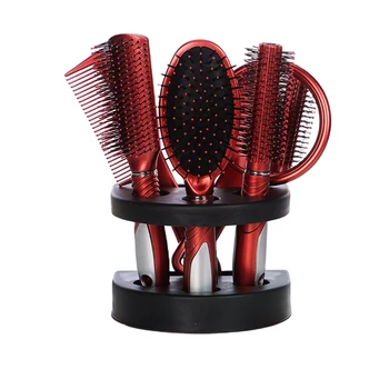 

5pcs Makeup Gift Non Slip Portable Detangling Home Travel With Holder Styling Tool Hair Brush Set Salon Massage Comb Mirror