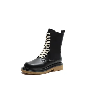 

Autumn Short Boots Woman Motorcycle Boots Women's Thick Heel Genuine Leather Female Combat Boots 2020 Women Autumn New Booties