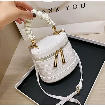 

Alligator Bucket Bags Women Crocodile Pattern Handbag Retro Totes Ladies PU Leather Female Shoulder MessengerBags Green Fashion