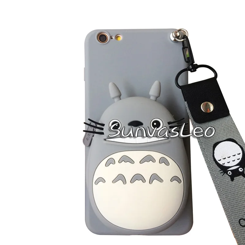 For iPhone 6 6s 7 8 Plus X XS XR XS Max 3D Purse Cute 3D Cartoon Animal Soft Silicone Case Wallet Cover With Strape Phone Cover - Цвет: Gray Rabbit