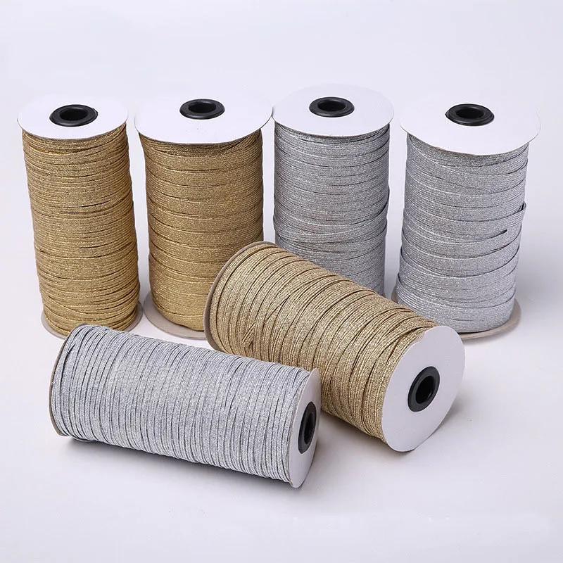 

3mm 6mm 9mm Gold Silver High Elastic Sewing Elastic Band Fiat Rubber Band Waist Band Stretch Rope Elastic Ribbon