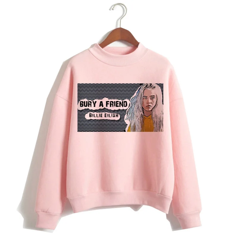 P1848I-pink Billie Eilish негабаритных худи для женщин Harajuku корейский хип хоп стиль Kawaii 90s Толстовка Женский капюшон Черная пятница Рождество - Цвет: P1848I-pink