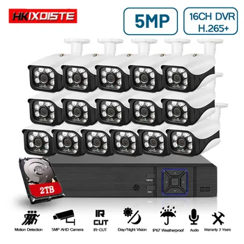 

HCVAHDN 5MP Video Surveillance System 16CH NVR CCTV Security Kit 16PCS 5.0MP Monitoring Security Camera Super Night Vision 5MP