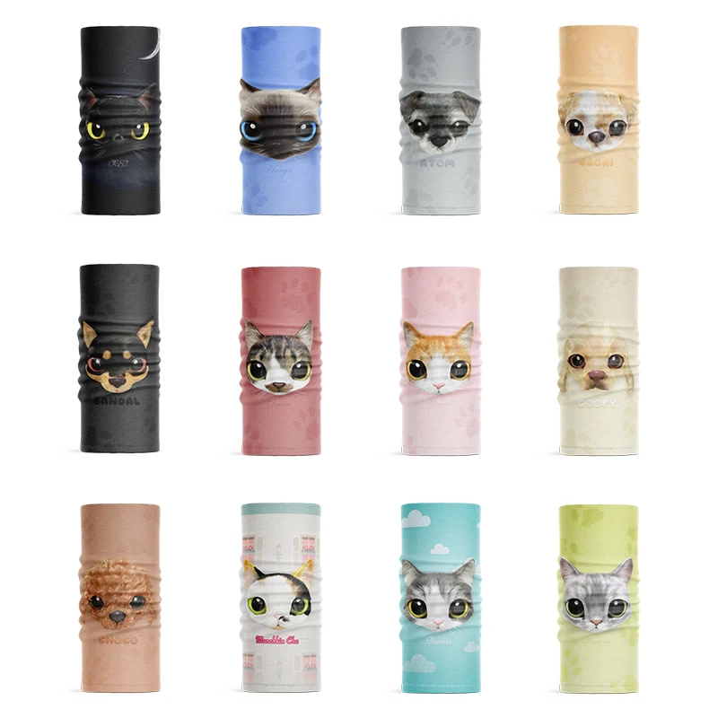 New 3D Animal Scarves Women Spring Cute Cat Dog Headband For Girls Tubular Face Head Wrap Cover Bandana Dust-Proof Hair Scarf 1pc transparent hair accessory storage box dust proof jewelry storage box for necklace earrings storage organizer for bedroom