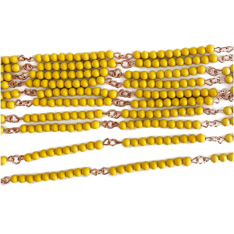 Montessori Counting Golden Beads Chain of 100/1000 W/ Rug Early Childhood Educational Math Toys Kids Numbers Learning Resources