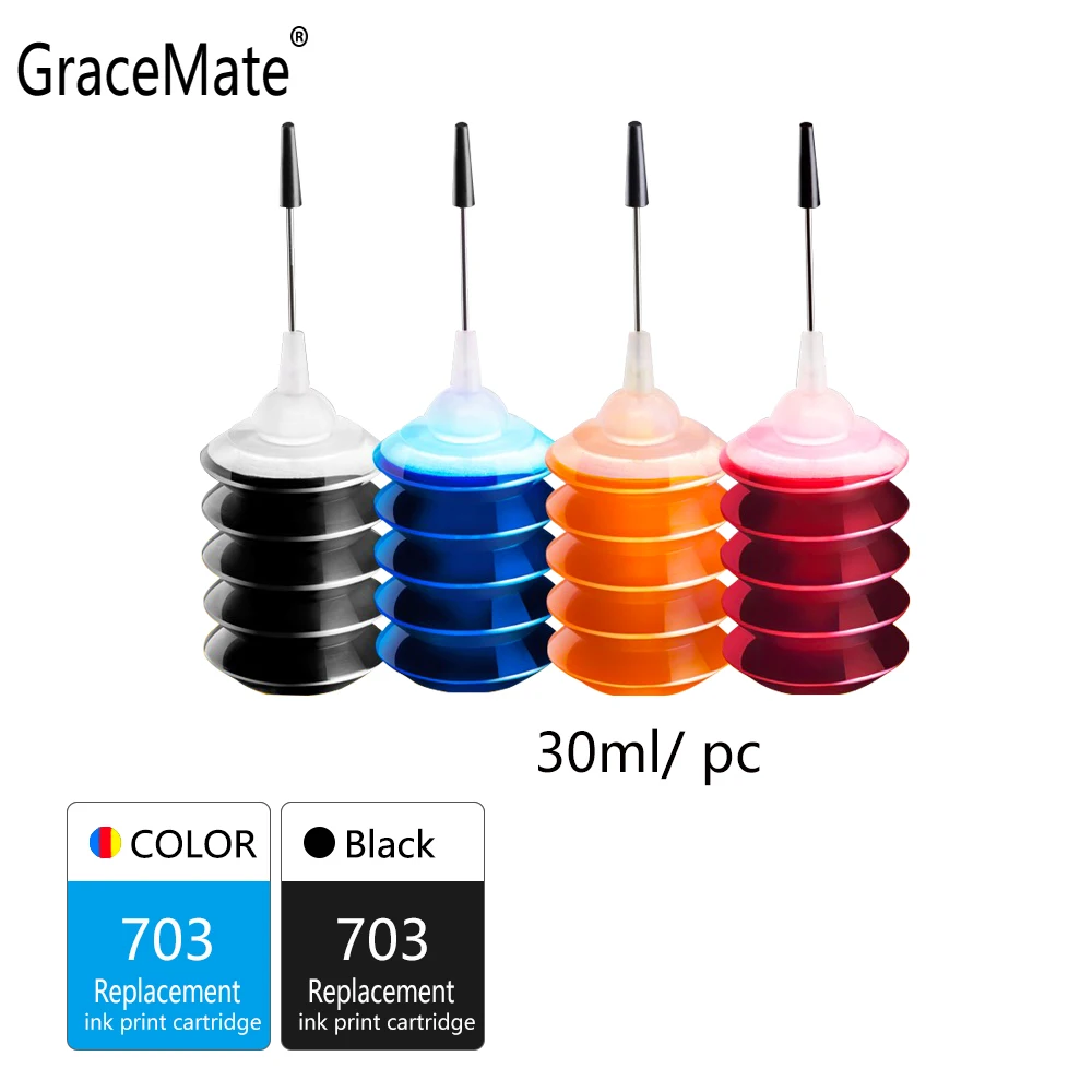 GraceMate чернила для принтера сменная бутылка для Hp 703 для Deskjet D730 F735 K109a K109g K209a K209g K510a чернила для принтера