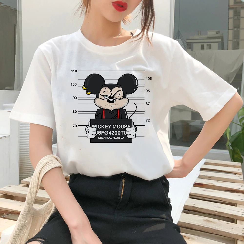 Women's Clothing Summer 2022 Mickey Minnie Mouse Disney Short Sleeve T-shirts for Girls Funny Fashion Streetwear Woman Shirt