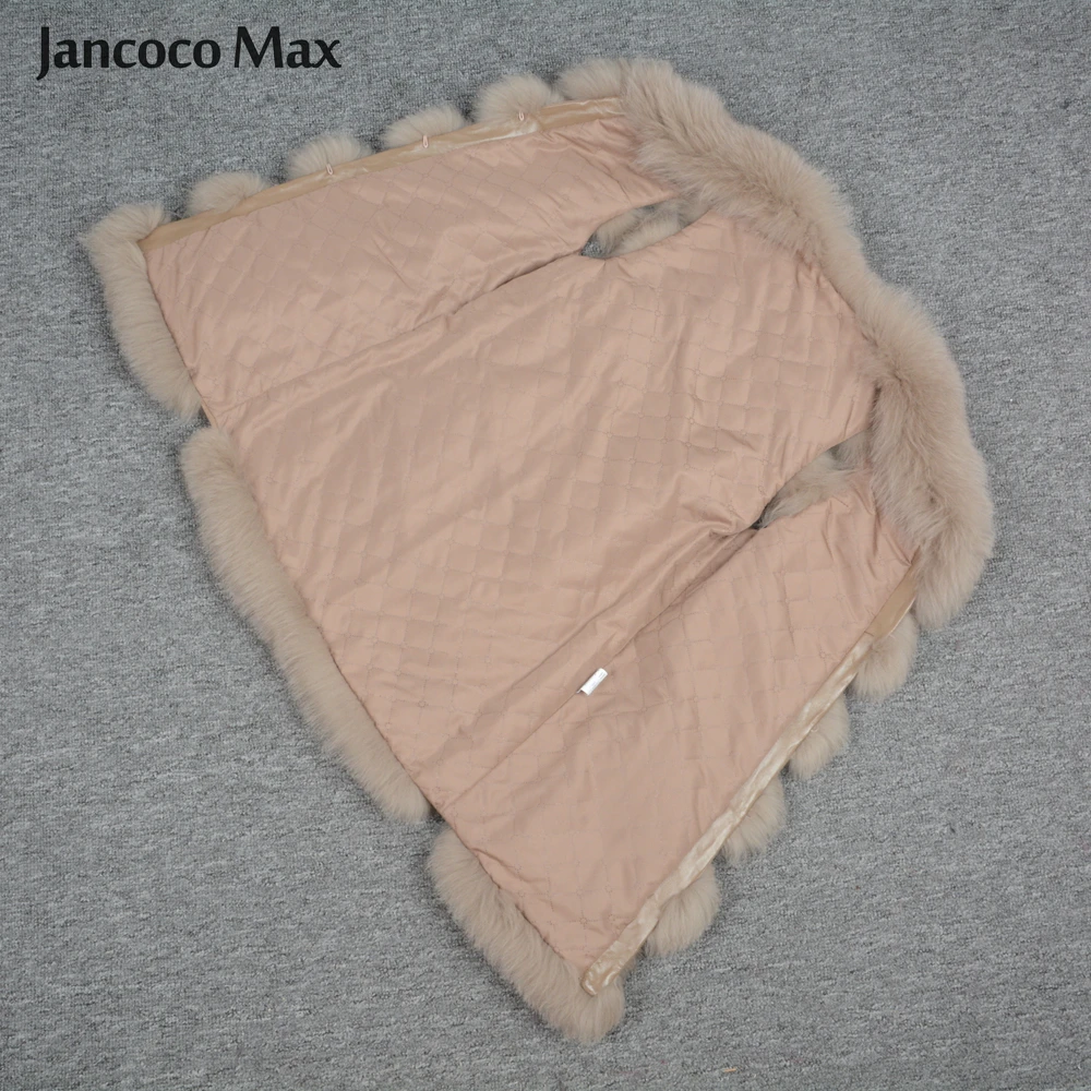 Jancoco Max 2019 новый длинный жилет из натурального Лисьего меха осень зима теплый 6