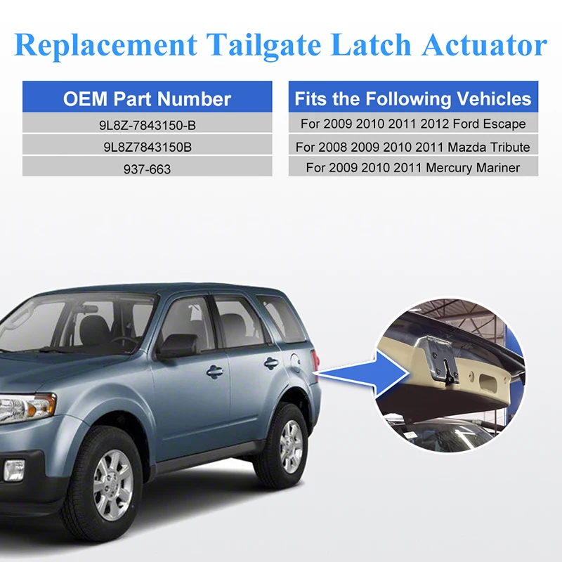 Tailgate Door Lock Actuator Motor Tailgate Latch Assembly For Mercury Mariner For Mercury Mariner 937-663 Tailgate Lock Actuato