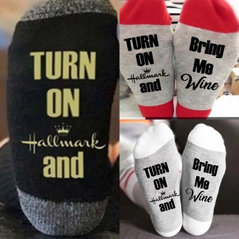 Christmas Letters Printed Women Winter Warm Socks Christmas Gifts