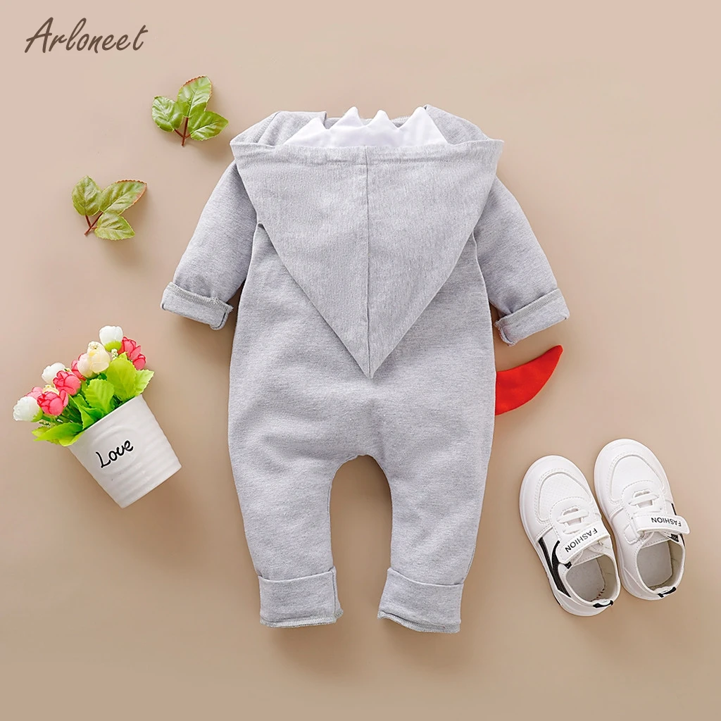 ARLONEETcute/Детские комбинезоны для новорожденных; комбинезон с капюшоном и рисунком динозавра для маленьких мальчиков и девочек; Одежда для маленьких мальчиков;