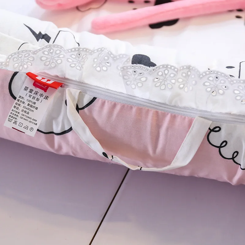 Portable Crib Baby Nest Bed Folding Newborns Cots Nursery Sleep Nest with Pillow Infant Cradle Baby Bassinet Bed Carry Cot