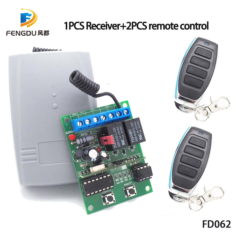 2 канальный 12V 24V DC Универсальный RF приемник непрерывно изменяющийся код передатчик команда гаражные ворота мотор приемник 433,92 МГц Беспроводной+ пульт дистанционного управления