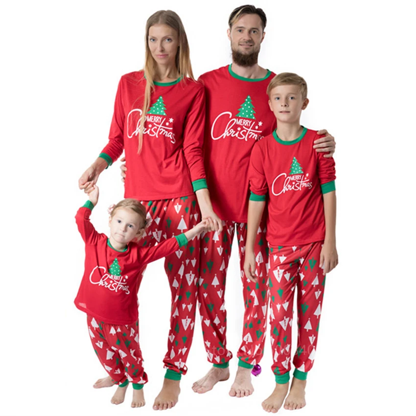 Рождественские пижамы "деревья", одежда для сна, год Лидер продаж одежда для сна для маленьких девочек и мальчиков, Рождественский костюм для детей и взрослых, Семейные комплекты