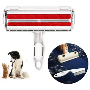 

2-Way Pet Hair Remover Roller Dust Pet Cat Hair Removal One Hand Operate Cleaning Brush From Furniture Carpets Clothes Dropship