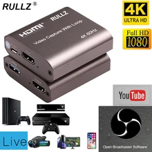 Placa de grabación de vídeo 4K 60hz Loop HDMI, Placa de captura, transmisión en vivo, USB 2,0 3,0 1080p, Grabber para PS4, cámara de DVD y juegos
