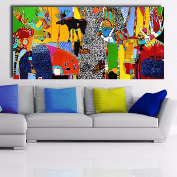 

NIN Posters and Paints Modern Abstract Life In The Forest Canvas Wall Art Pictures for Living Room Pictures Home Decor Frameless