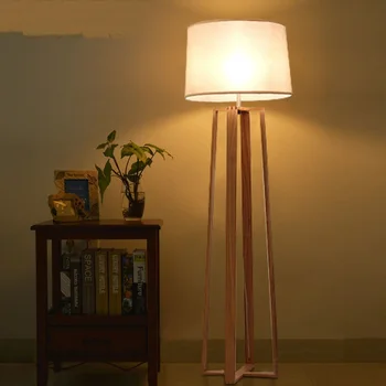 

Nordic Solid Wooden floor lights minimalist wooden floor lamp Japanese living room bedroom study vertical solid wood lamps ZA