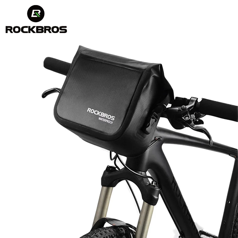 ROCKBROS Bike Handlebar Bag Bicycle Front Storage Bags Bike Phone Mount Pouch Bag with Removable Shoulder Strap for Road Mountain Commute Bike 