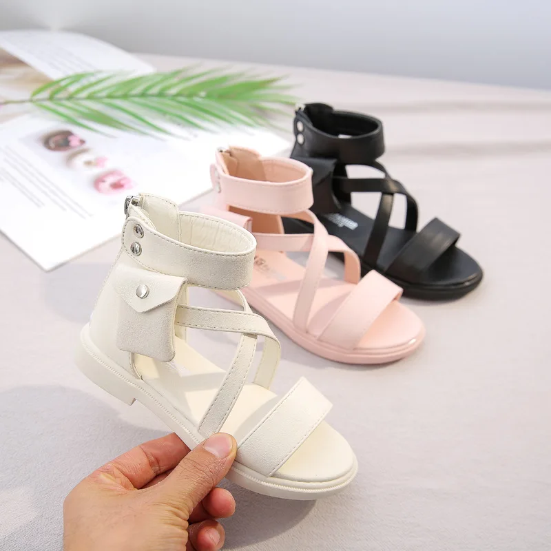 ULKNN New Fashion Princess Roman Soft Girl Beach Shoes Big Kids Leather Sandals 2020 Children Summer Shoes