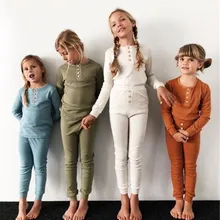 Топы с длинными рукавами для маленьких мальчиков и девочек, штаны, пижамы, одежда для сна, повседневная одежда для сна, одежда для сна, теплые пижамные комплекты для дома