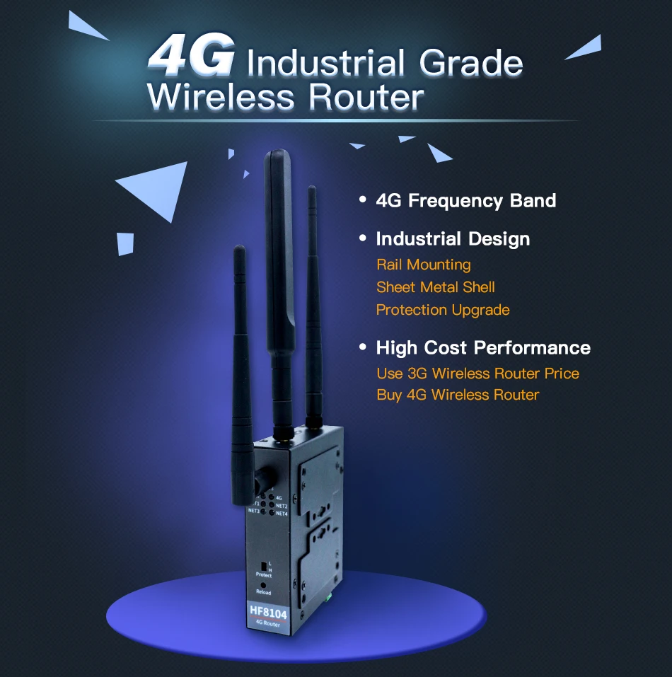 HF8104 RJ45 4G Роутер Ethernet WiFi к серверному устройству 4G 3g GPRS 4 порта для системы Linux промышленный беспроводной маршрутизатор
