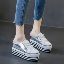 Tleni/Коллекция года; Модные женские кроссовки с блестками; дышащие тапочки baotou; прогулочная обувь, увеличивающая рост; ZD-198