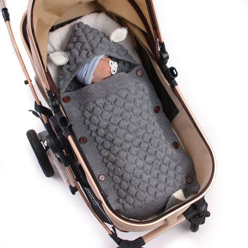 Теплое детское одеяло, мягкий детский спальный мешок, муфта для ног, Хлопковый вязаный конверт, пеленка для новорожденных, спальные мешки, аксессуары для коляски - Цвет: D3--89X35cm