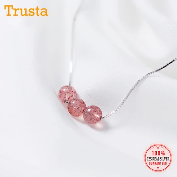 

Trustdavis 100% 925 Solid Sterling Silver Necklace Women Girls Sweet Strawberry Crystal Short Clavicle Necklace Jewelry DS827