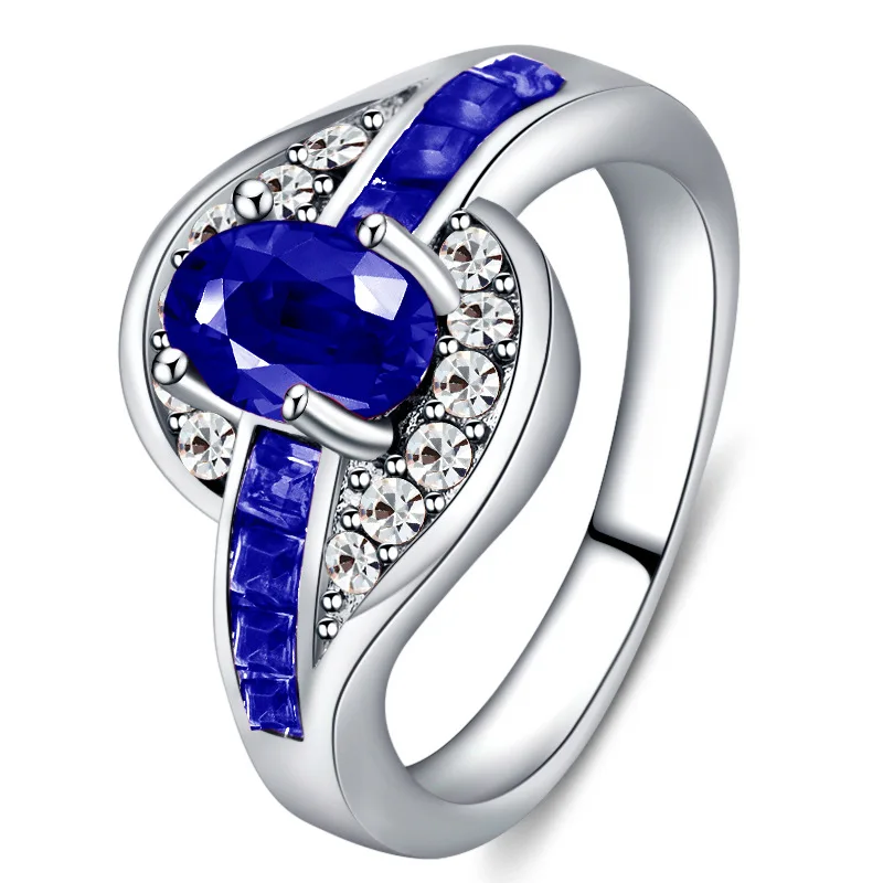 

SWA RO 2019 Fashion Charm New Classic Coco Round Blue Zircon High Quality Women's European and American Fashion Classic Ring