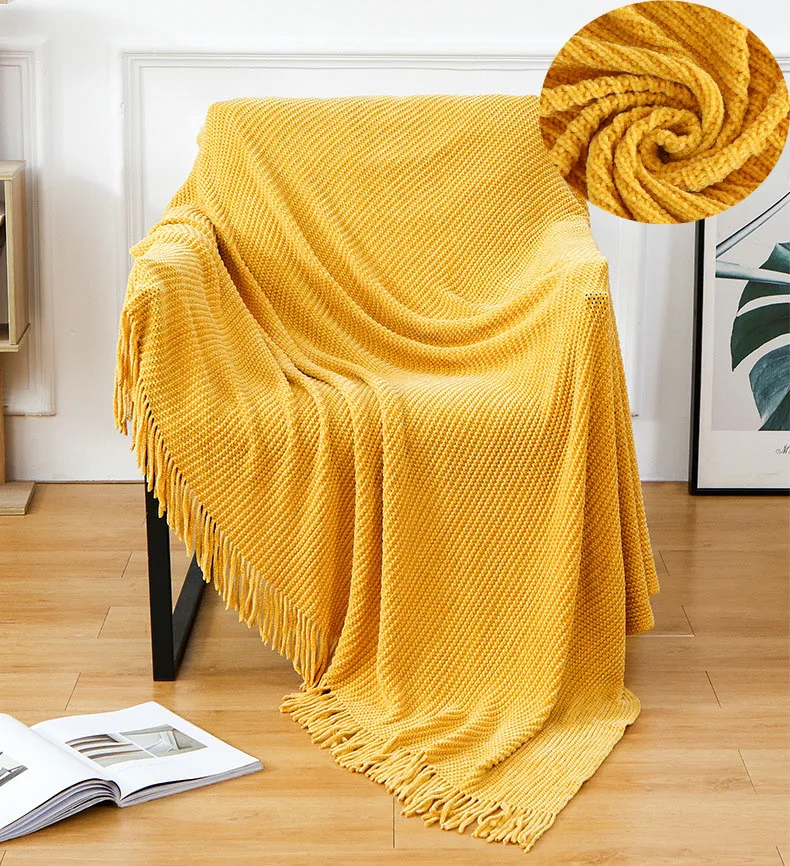 

Thicken Knitted Blanket Winter Warm Travel Blanket Scarf Sofa Throw Blanket with Tassel Sofa Bed Decor Blankets Plaid Tapestry