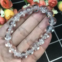 10 мм натуральный Гималайский рок кристалл браслет ювелирные изделия для женщин леди мужчин кристалл мощный снежный круглый модный браслет из бусин AAAAA