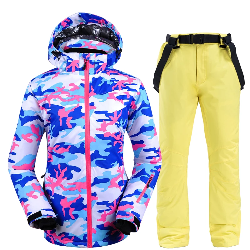 Новые плотные лыжные куртки и штаны для женщин, лыжный костюм, комплекты для сноубординга, очень теплая ветрозащитная Водонепроницаемая зимняя одежда для улицы - Цвет: 5