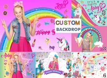 

Levoo Jojo Siwa Theme Photography Background Donuts Dog Dress Up Pink Girl Rainbow Unicorn Birthday Backdrop Props Photo Zone