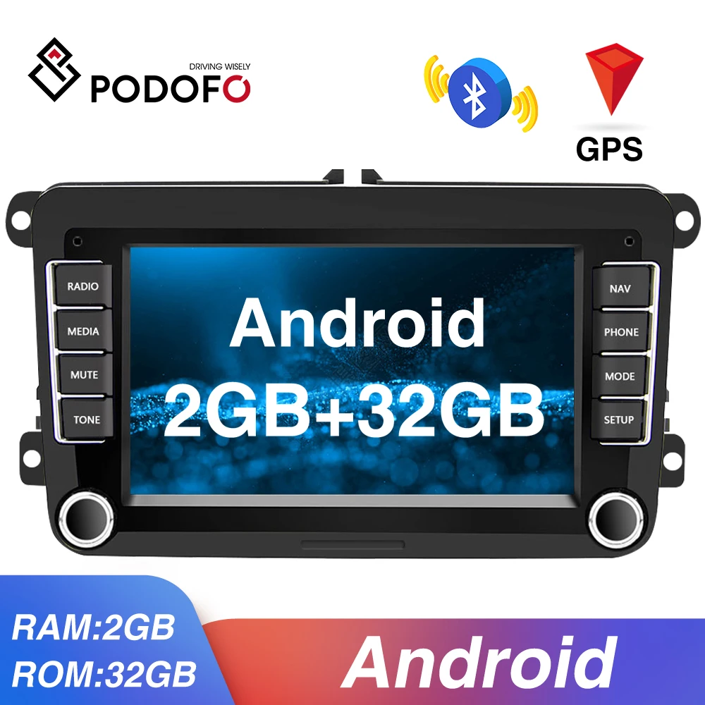 Автомагнитола Podofo мультимедийный плеер на Android с GPS для Skoda Seat Octavia golf 5 6 Touran Passat B6 типоразмер 2DIN|Автомобильные
