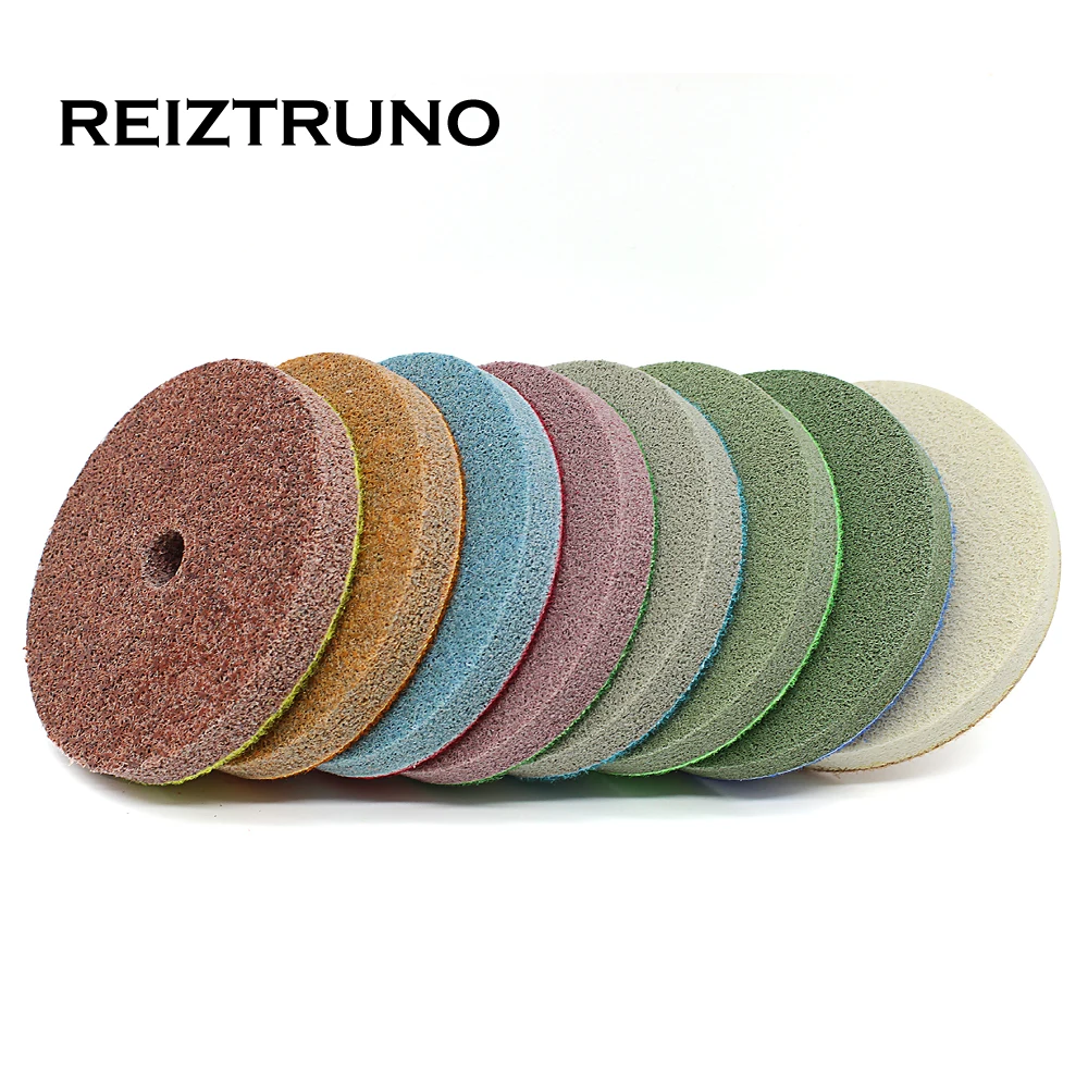 

REIZTRUNO 4 Inch 10pcs/Set Sponge terrazzo 100mm Diamond Sponges For Polishing Wet Useing Stone sandstone Marble Polishing Pads