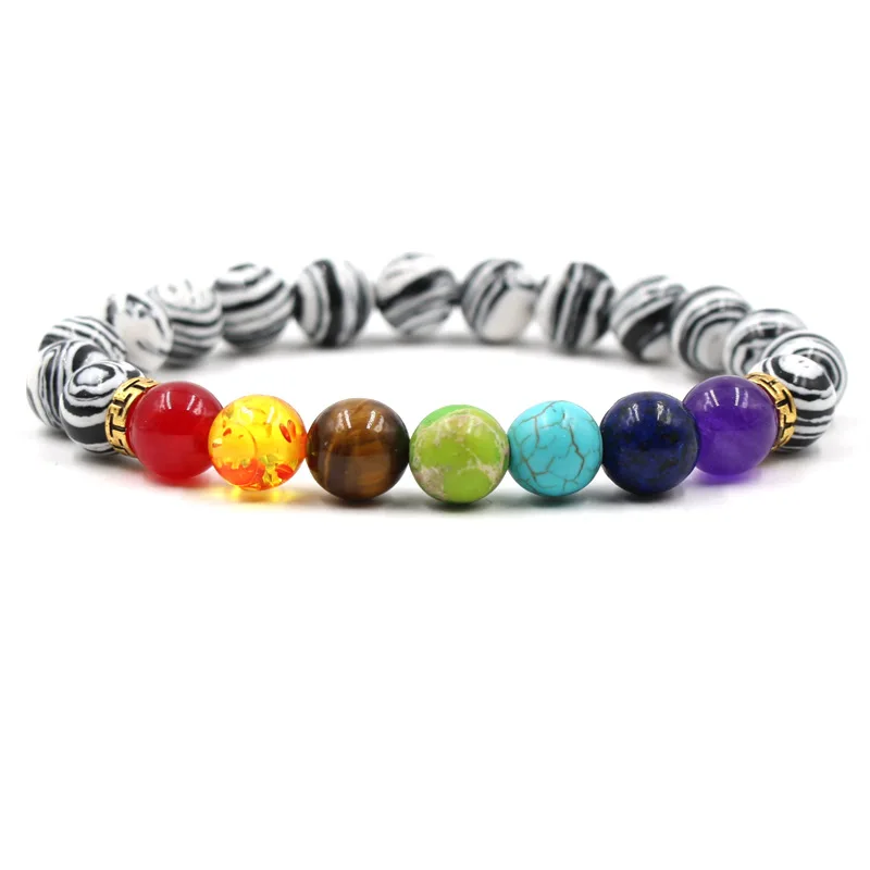 2019 Charm Color 10mm Natural Malachite Beads Bracelet Fashion Seven Chakra Elastic Bangles For Men Women Party Jewelry Gift | Украшения и