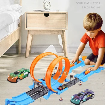 

Railway Racing Car Toys Metal Machine Model Race Rail Catapult Toy for Boys