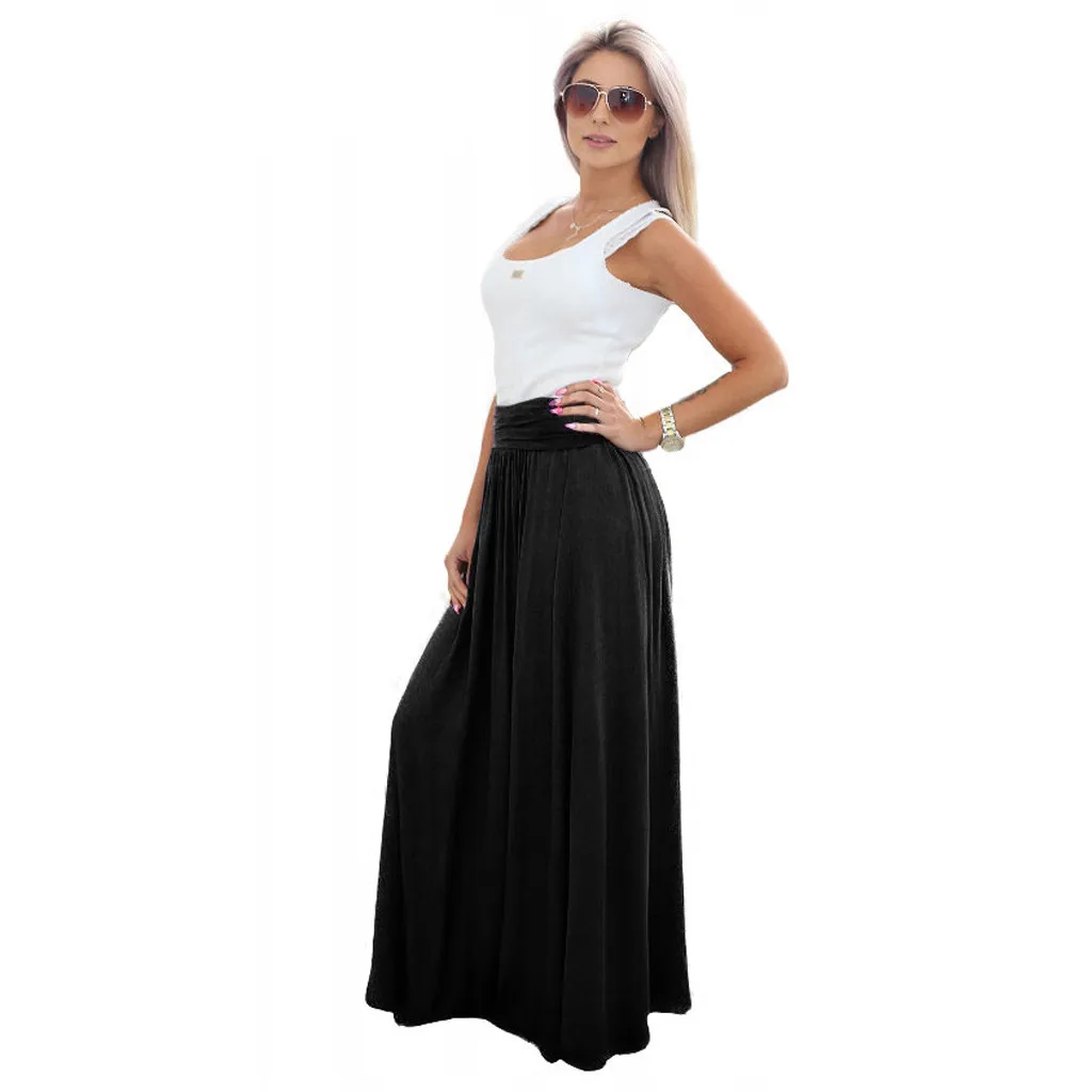 Юбка женская faldas mujer moda jupe femme женская осенняя Повседневная винтажная Однотонная юбка до середины талии, свободные юбки в пол OY41