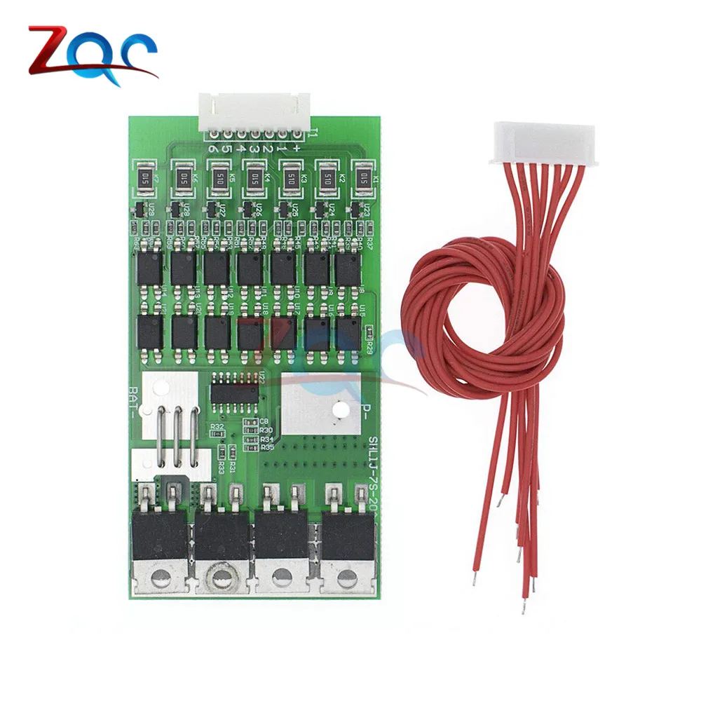 Stable Protective Functions for Charging and Discharging Fafeicy 24V 20A 7S L-ithium Li-ion 18650 Battery BMS Protection Board with Balancing