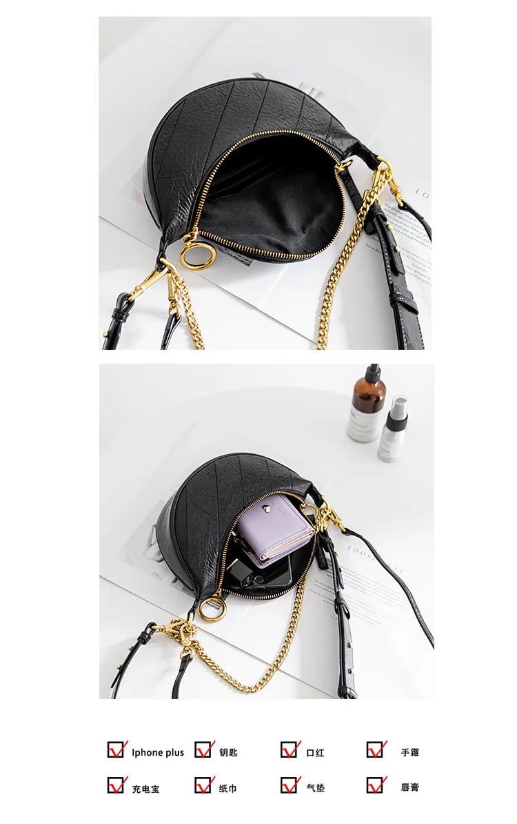 The First Layer of Leather Chest Bag Female Oil Wax Leather Chain Messenger Shoulder Fashion New Handbag