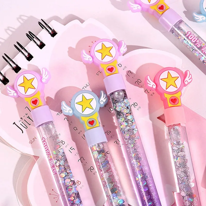 

Cute 0.5mm Fairy Stick Ballpoint Pen Drift Sand Glitter Crystal Pen Rainbow Color Creative Ball Pen Kids Gift Novelty Stationery