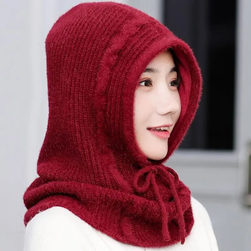 Шерстяная зимняя вязаная шапка бини женский шарф Skullies Beanies Зимние шапки для женщин и девочек плотная теплая шапка однотонная шапка маска брендовая шапка