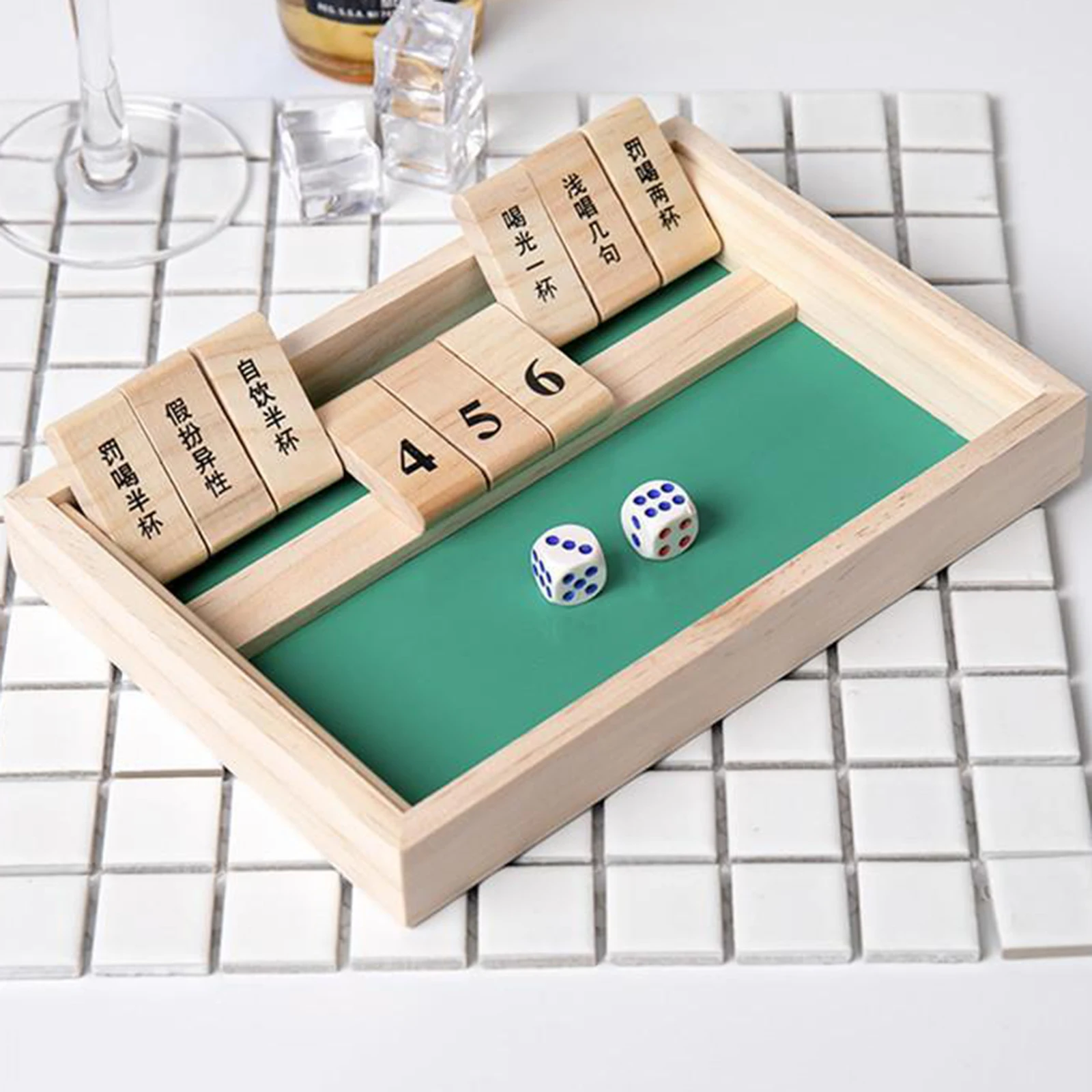 Traditional Classic Deluxe 9 Numbers Wooden Shut the Box Board Game for Kids Adults Friends Club Drinking Toys for 1-2 Player