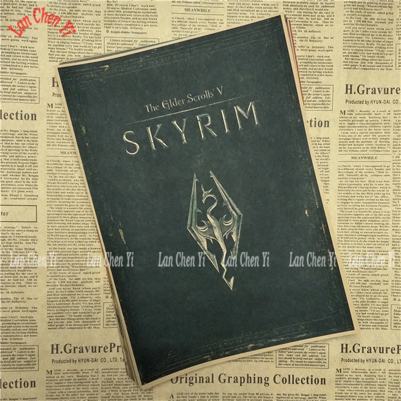 Фиолетовый The Elder Scrolls Skyrim Классическая игра плакат на крафт-бумаге Бар Кафе гостиная столовая картина для декора комнаты - Цвет: Фиолетовый