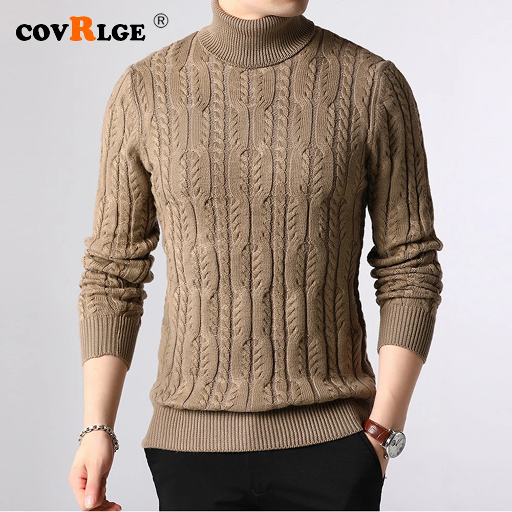 Winter High Neck Thick Warm Sweater Men Turtleneck Brand Mens Sweaters Slim Fit Pullover Men Knitwear Male Double Collar MZM071